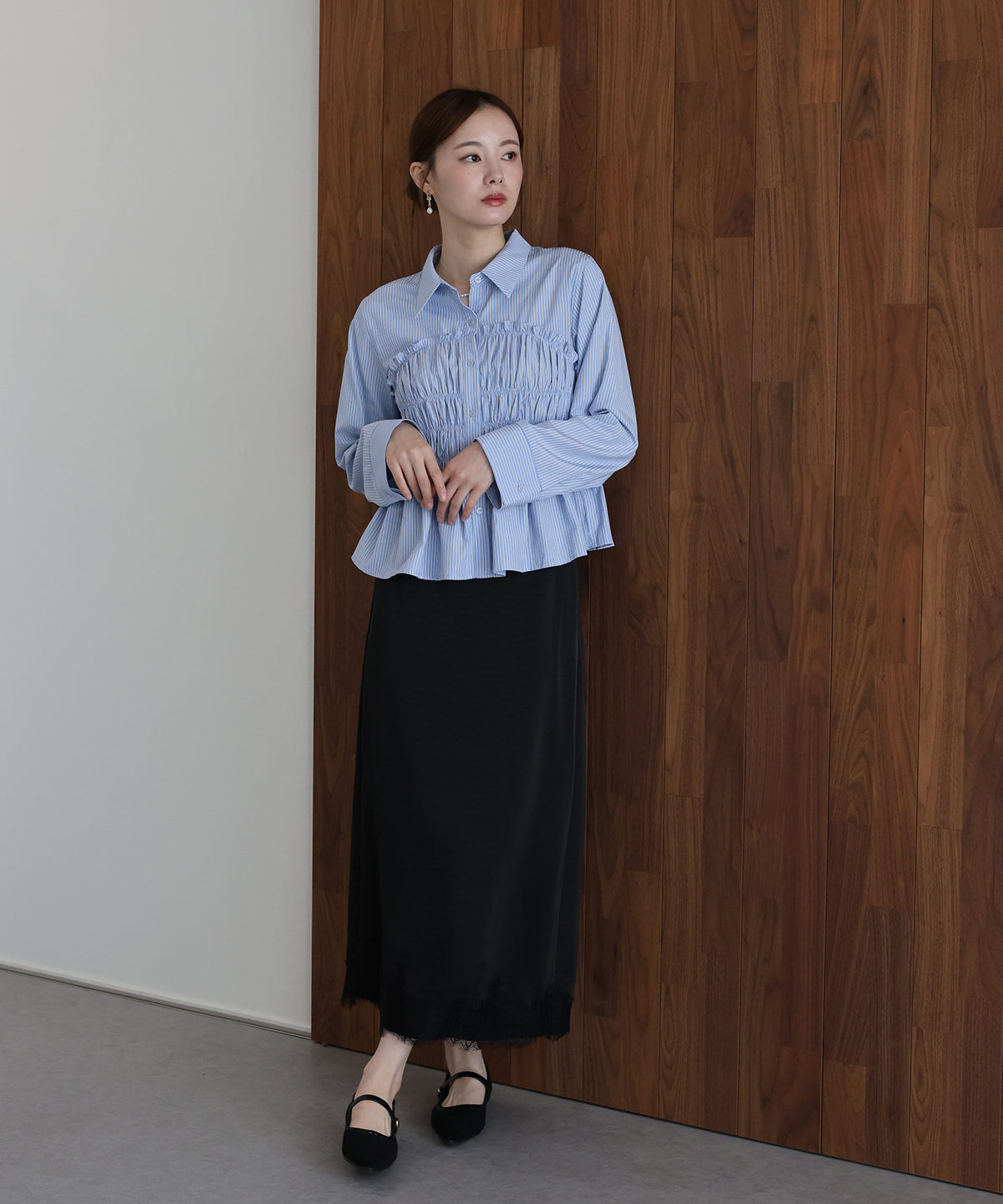 ペプラムシャーリングシャツ