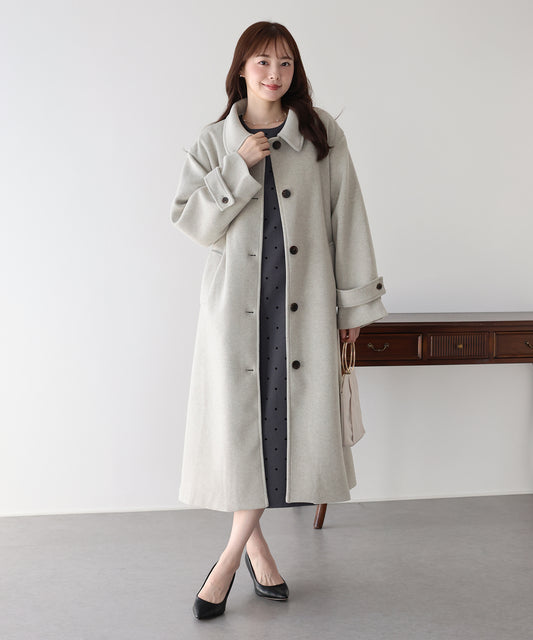 【早割5％OFF】ウール混ウエストベルトロングコート