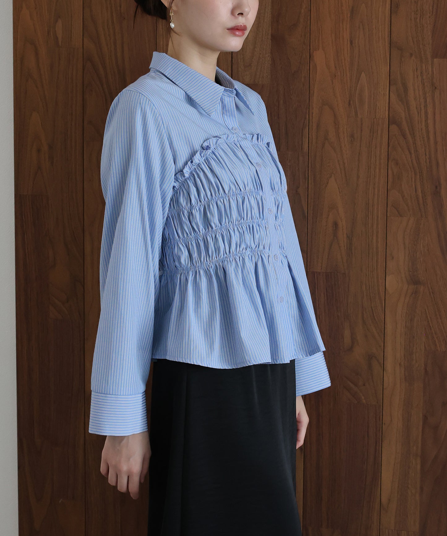 【早割5％OFF】ペプラムシャーリングシャツ