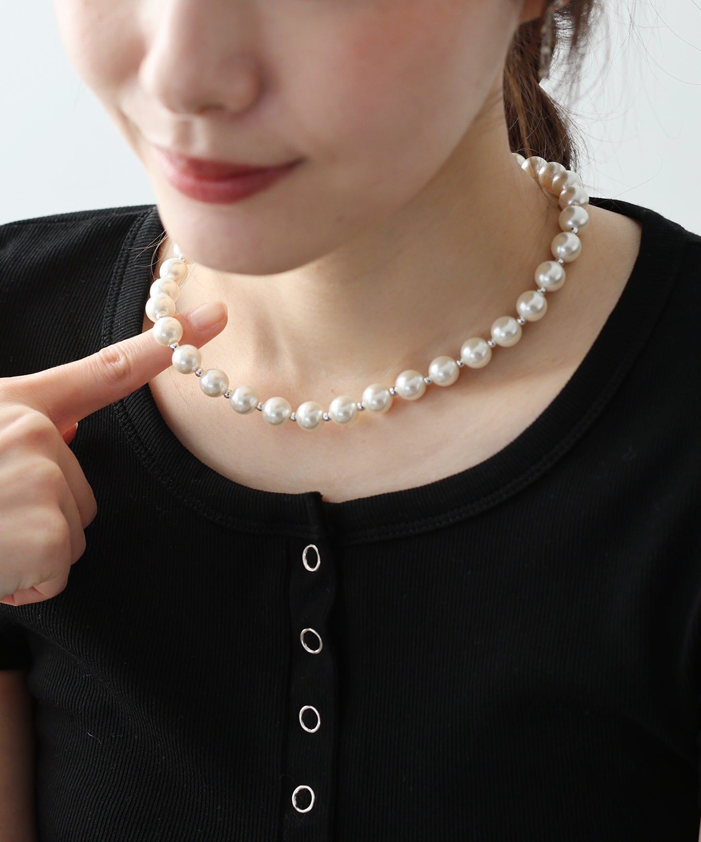 ブラック/パール シルバービーズネックレス【ネコポス】