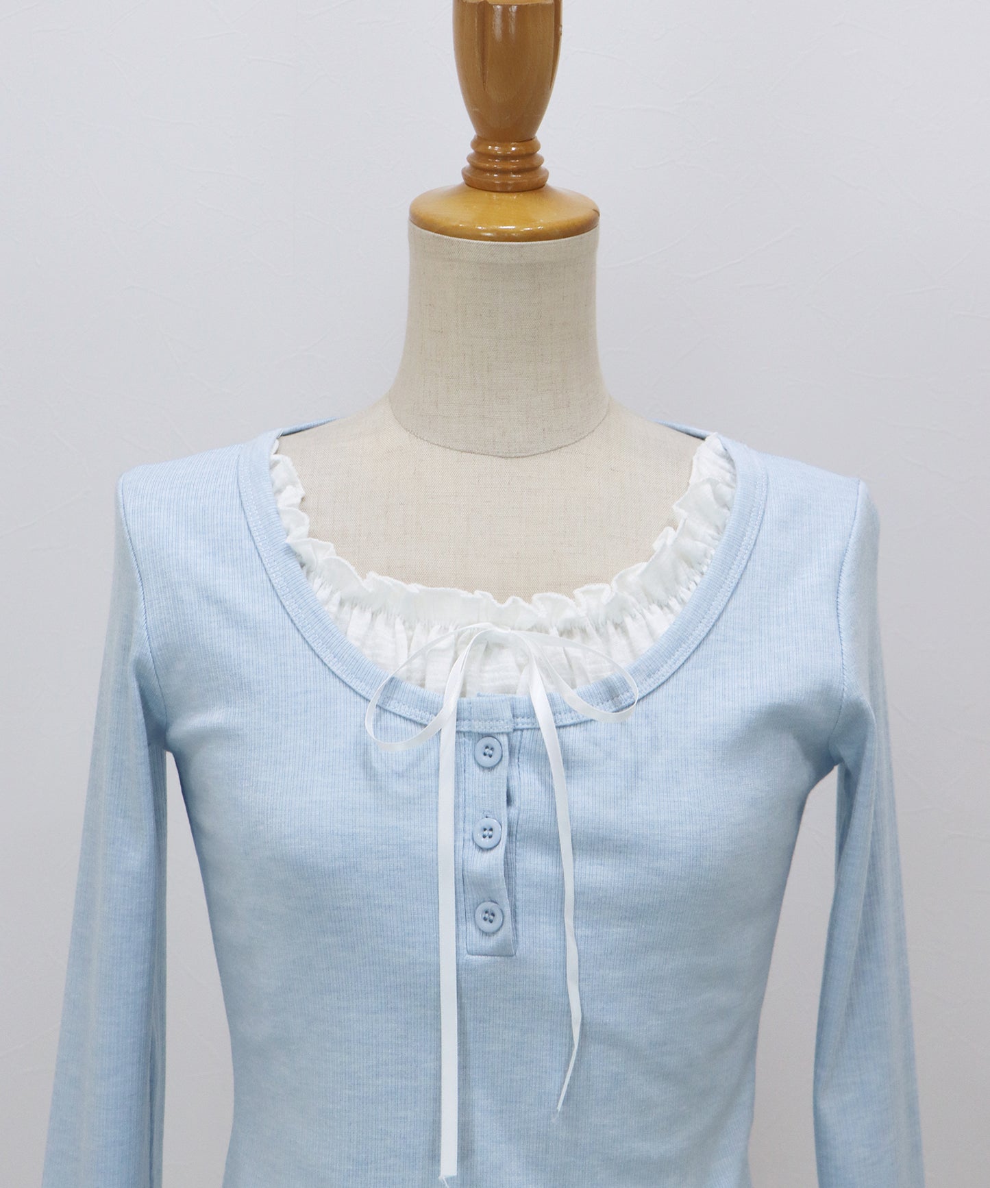 【早割5％OFF】ギャザーリボンレイヤードTシャツ【ネコポス】