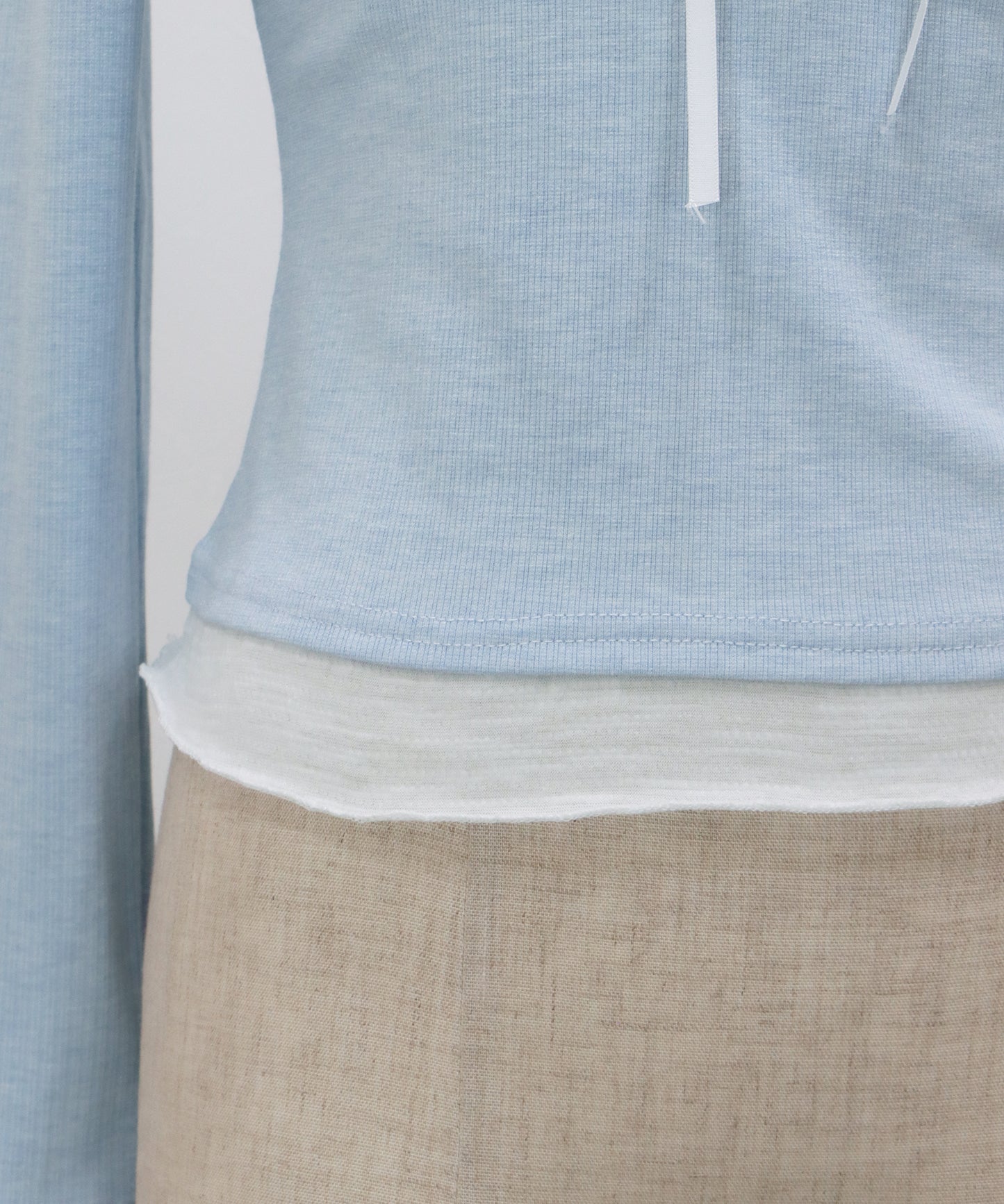 【早割5％OFF】ギャザーリボンレイヤードTシャツ【ネコポス】