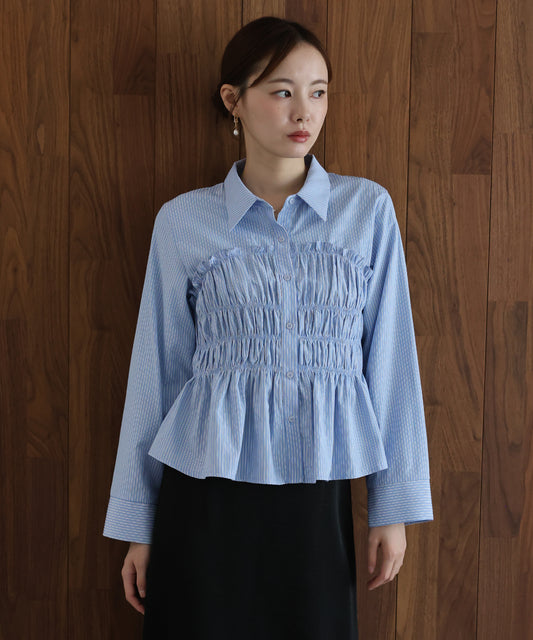 【早割5％OFF】ペプラムシャーリングシャツ