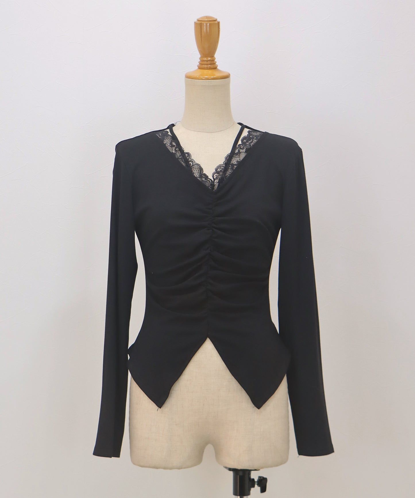 【早割5％OFF】フロントギャザーレースカットソー【ネコポス】