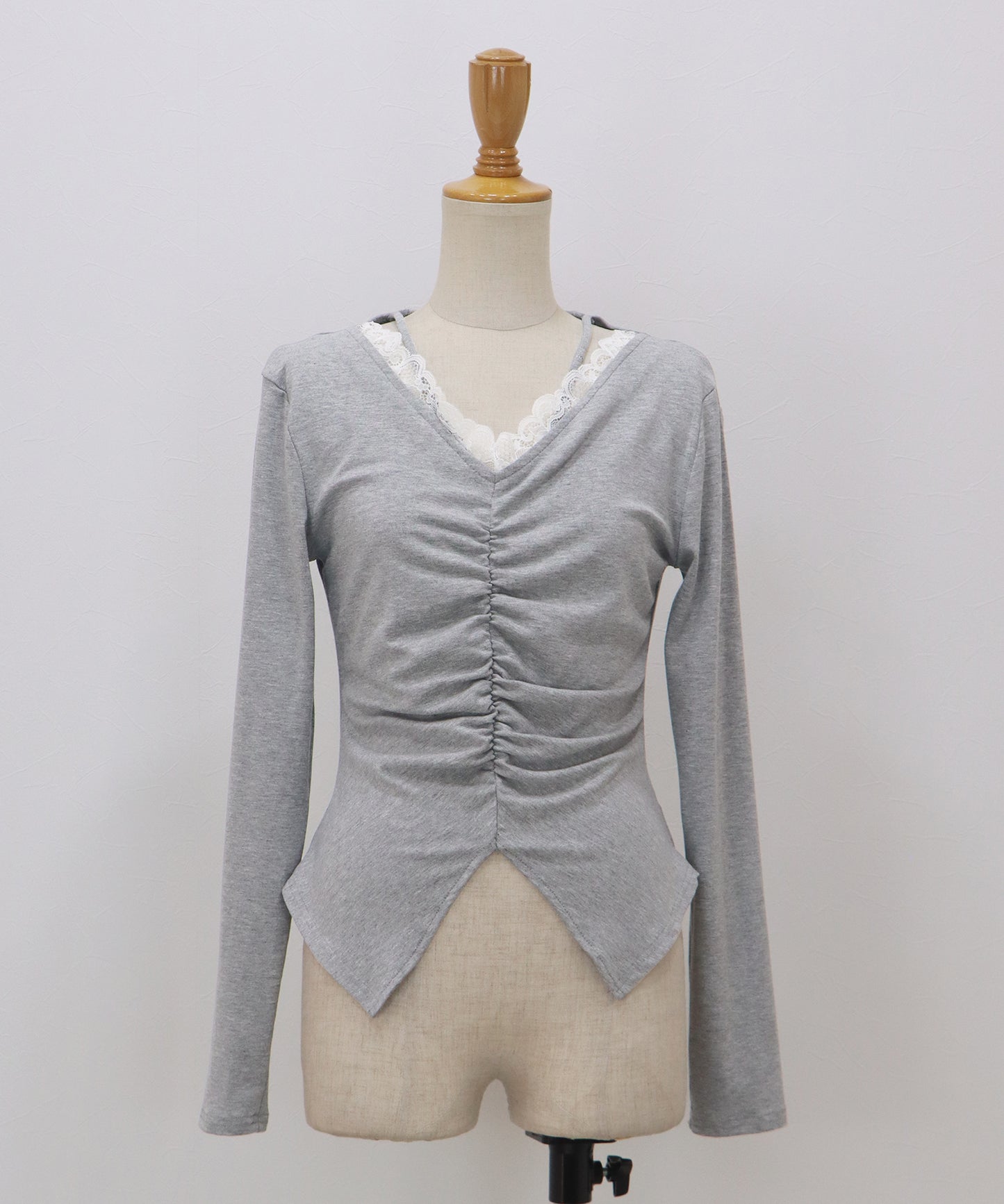 【早割5％OFF】フロントギャザーレースカットソー【ネコポス】