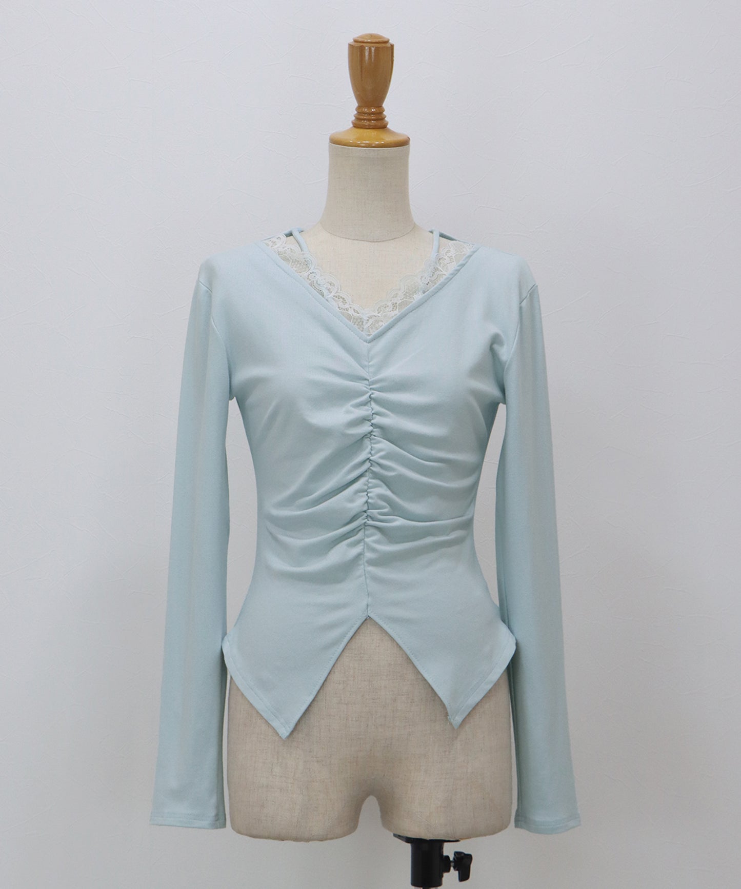 【早割5％OFF】フロントギャザーレースカットソー【ネコポス】