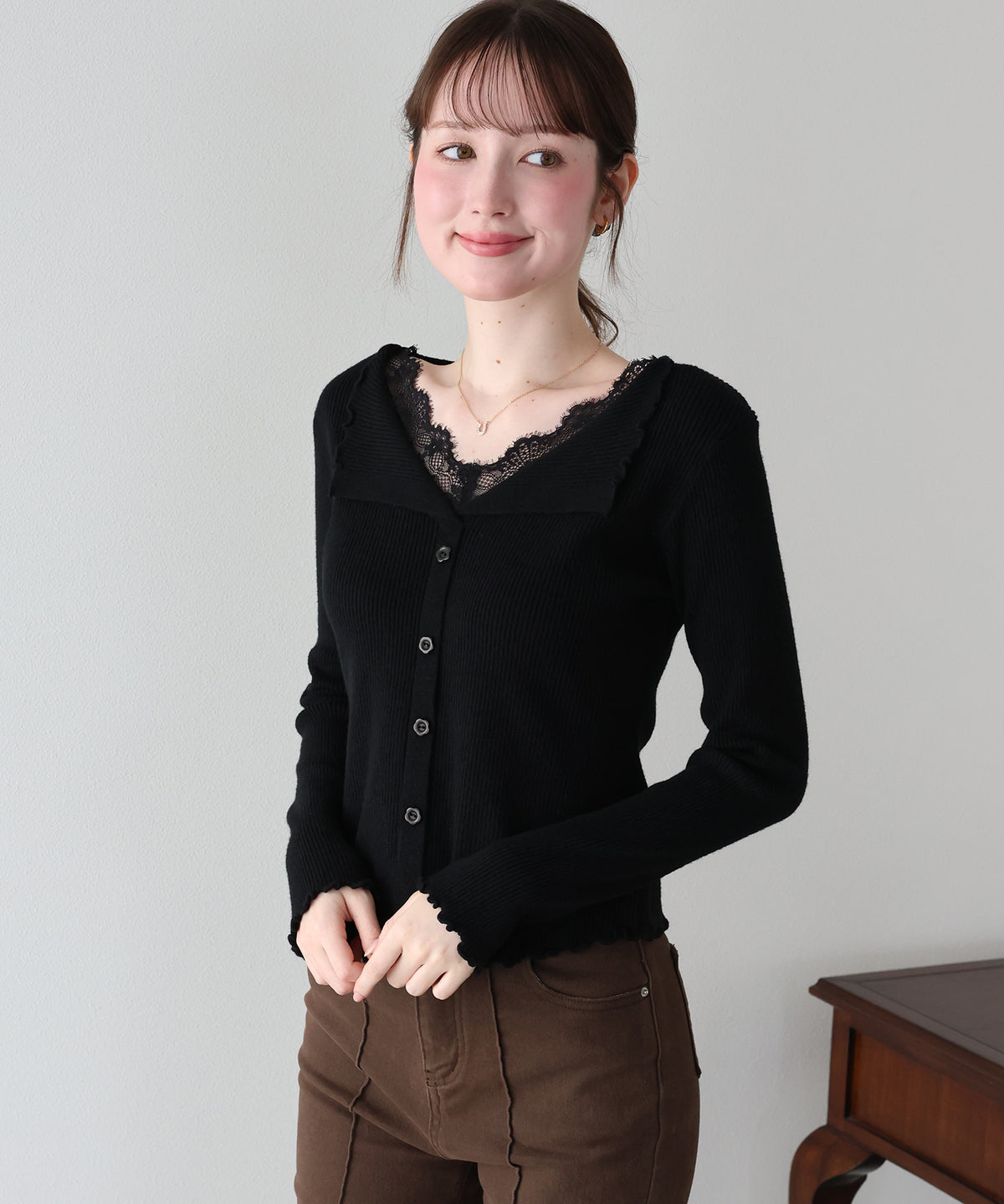 【早割5％OFF】レースレイヤードライクニット