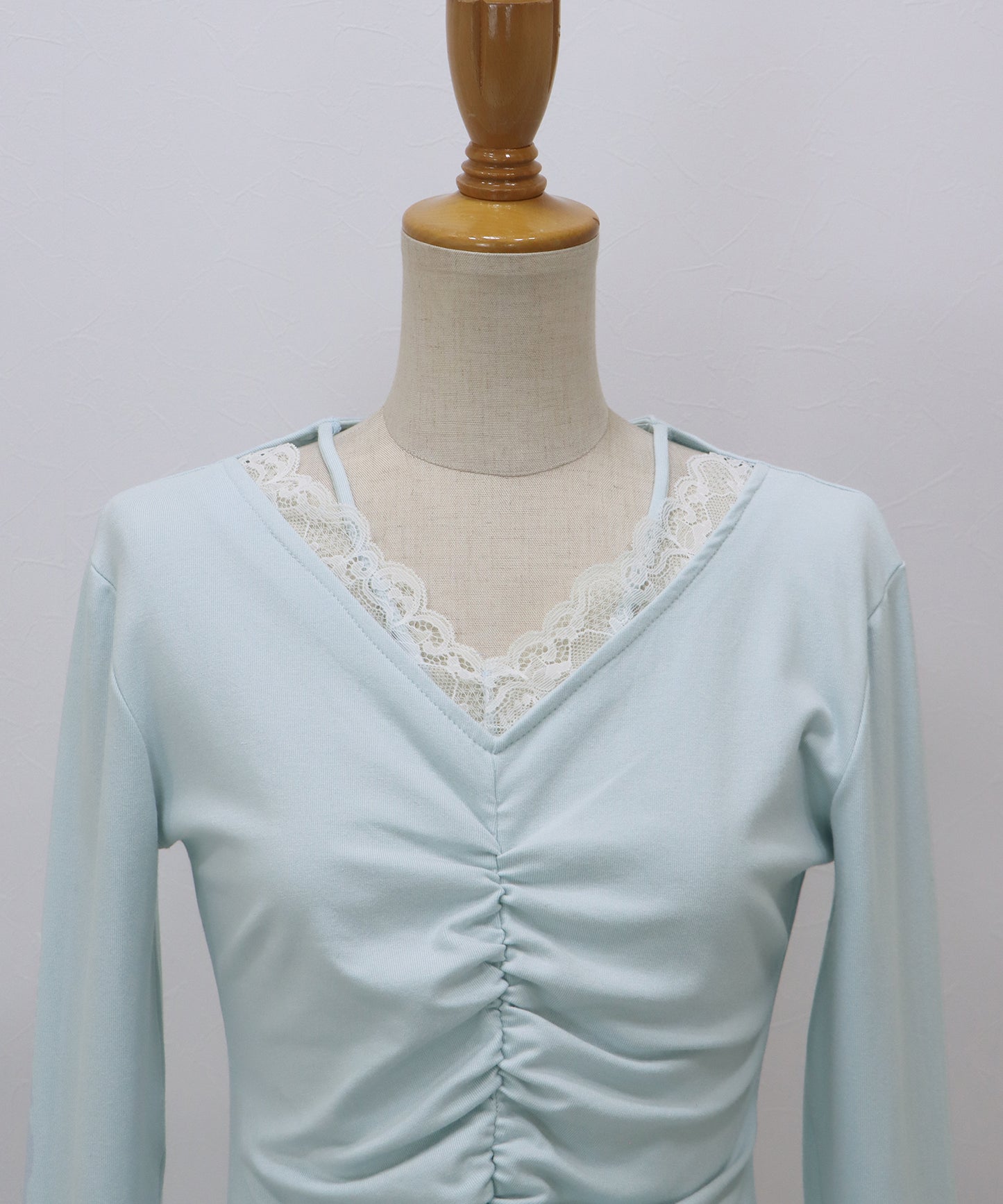 【早割5％OFF】フロントギャザーレースカットソー【ネコポス】