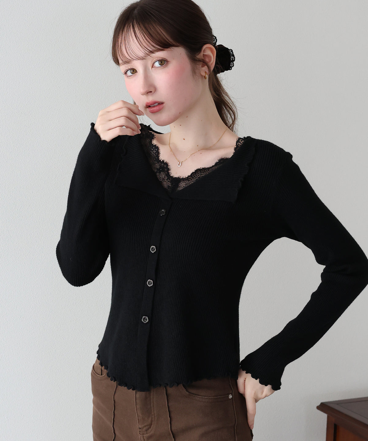 【早割5％OFF】レースレイヤードライクニット
