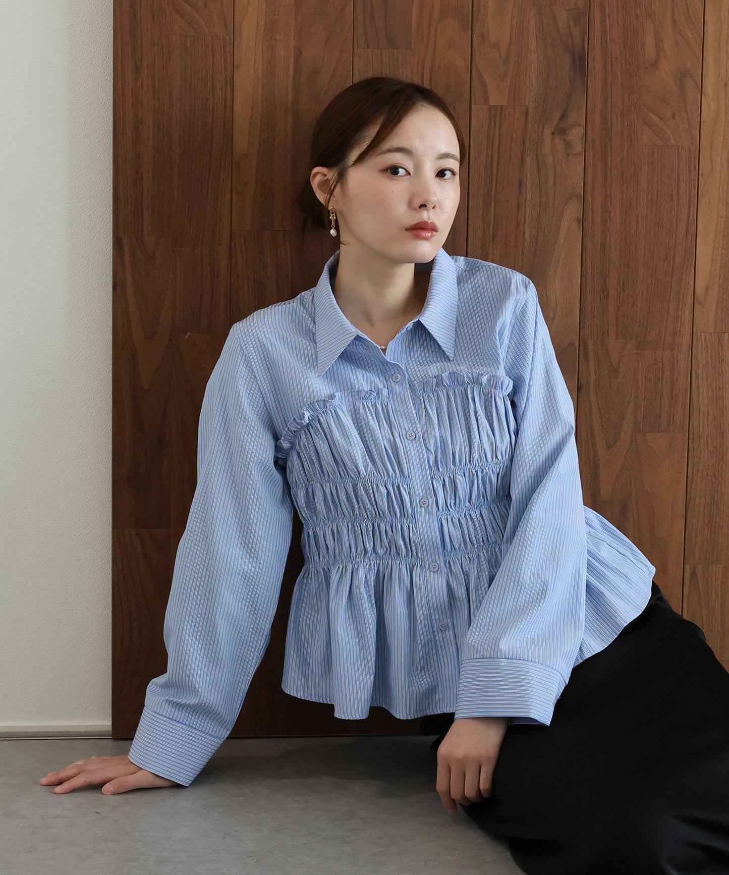 【早割5％OFF】ペプラムシャーリングシャツ