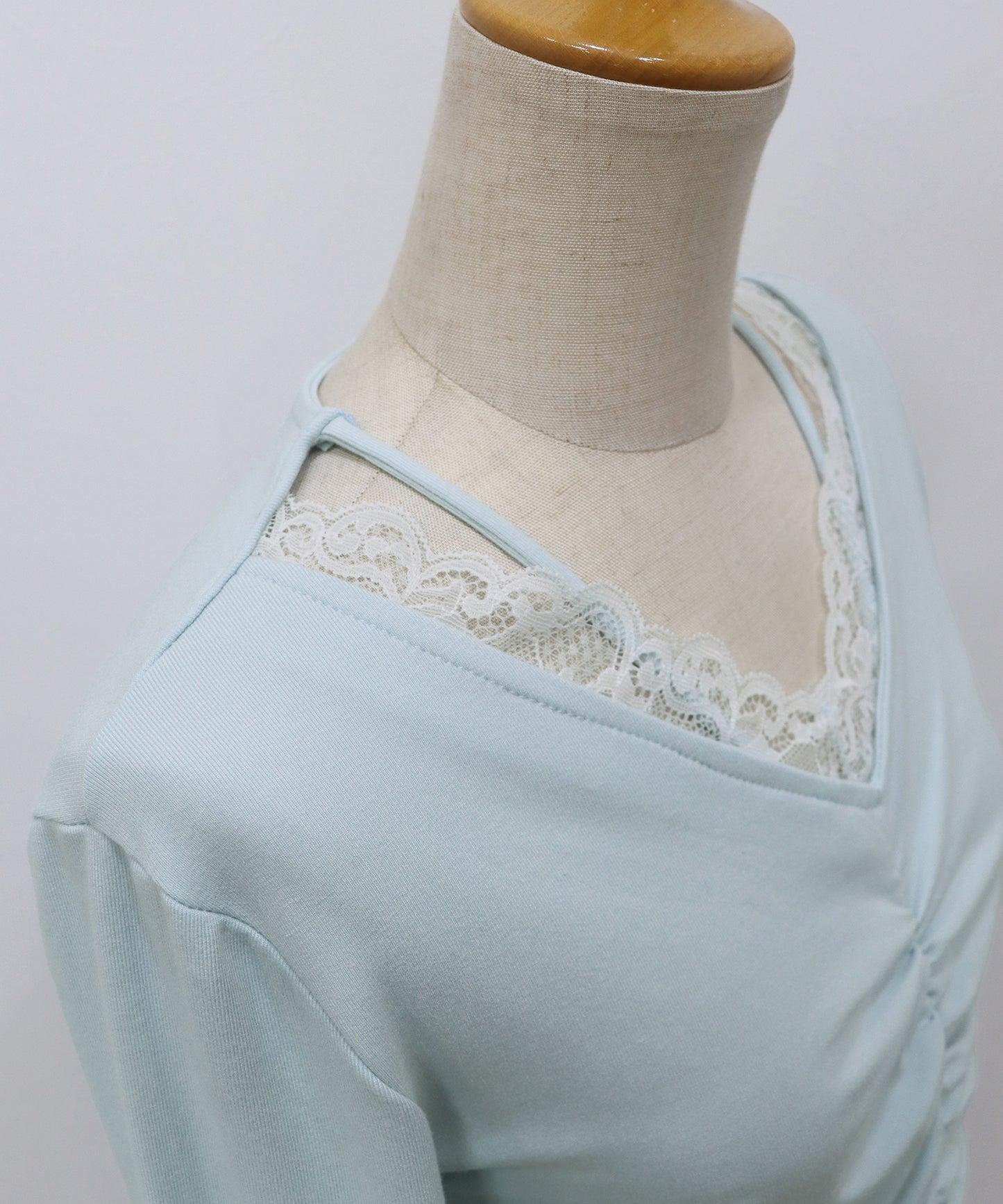 【早割5％OFF】フロントギャザーレースカットソー【ネコポス】