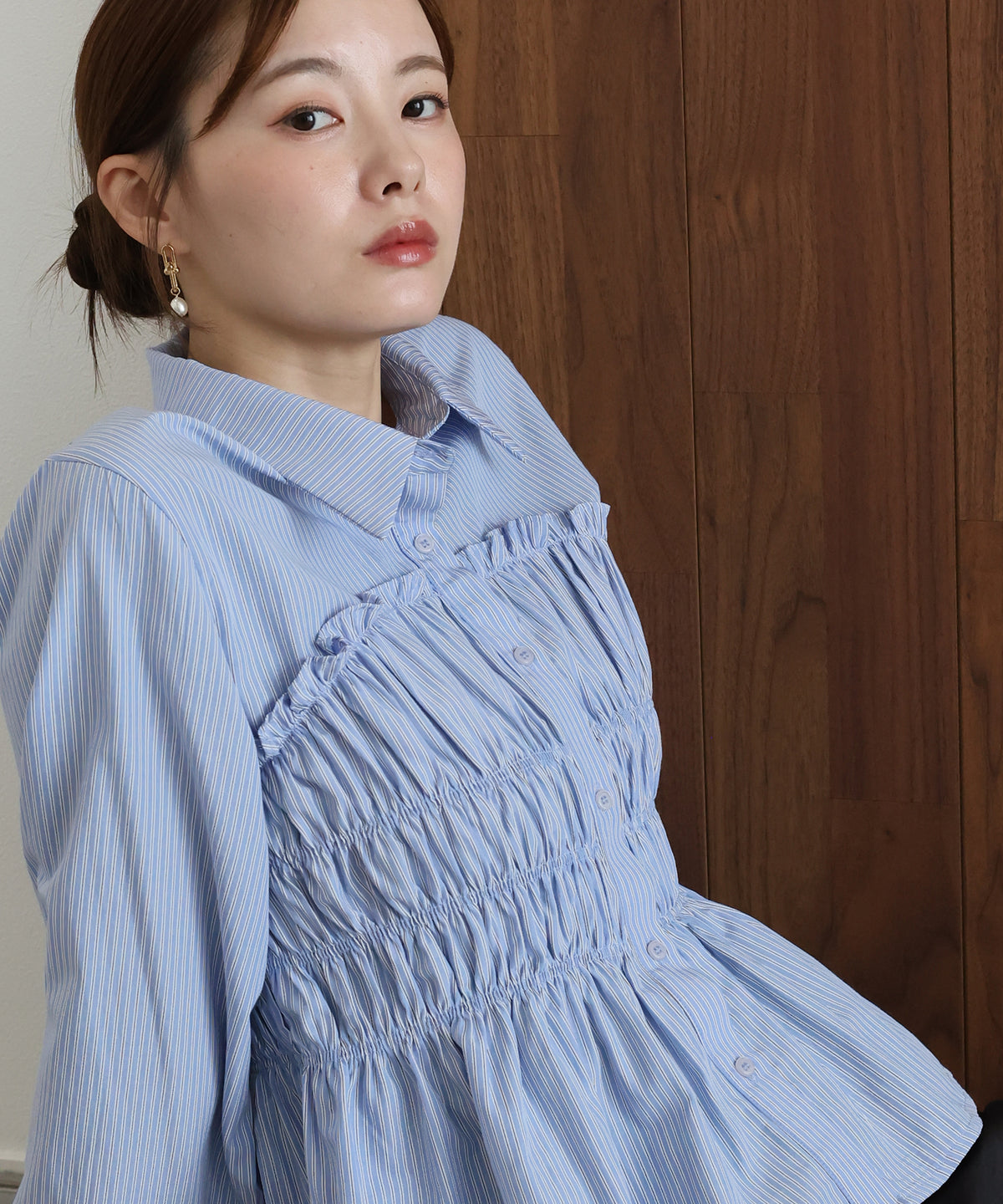 ペプラムシャーリングシャツ