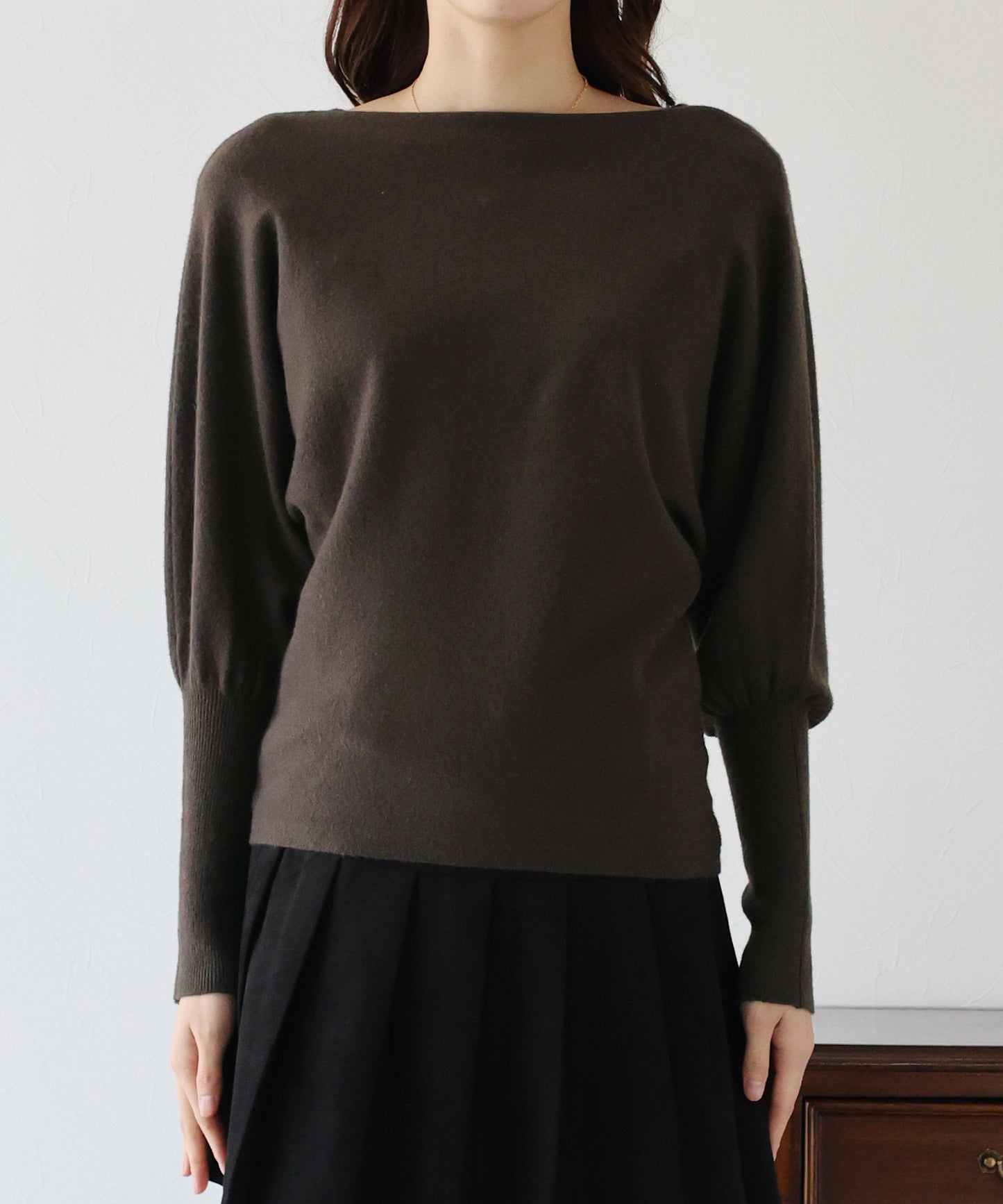 ウール混ボリュームスリーブドルマンニット