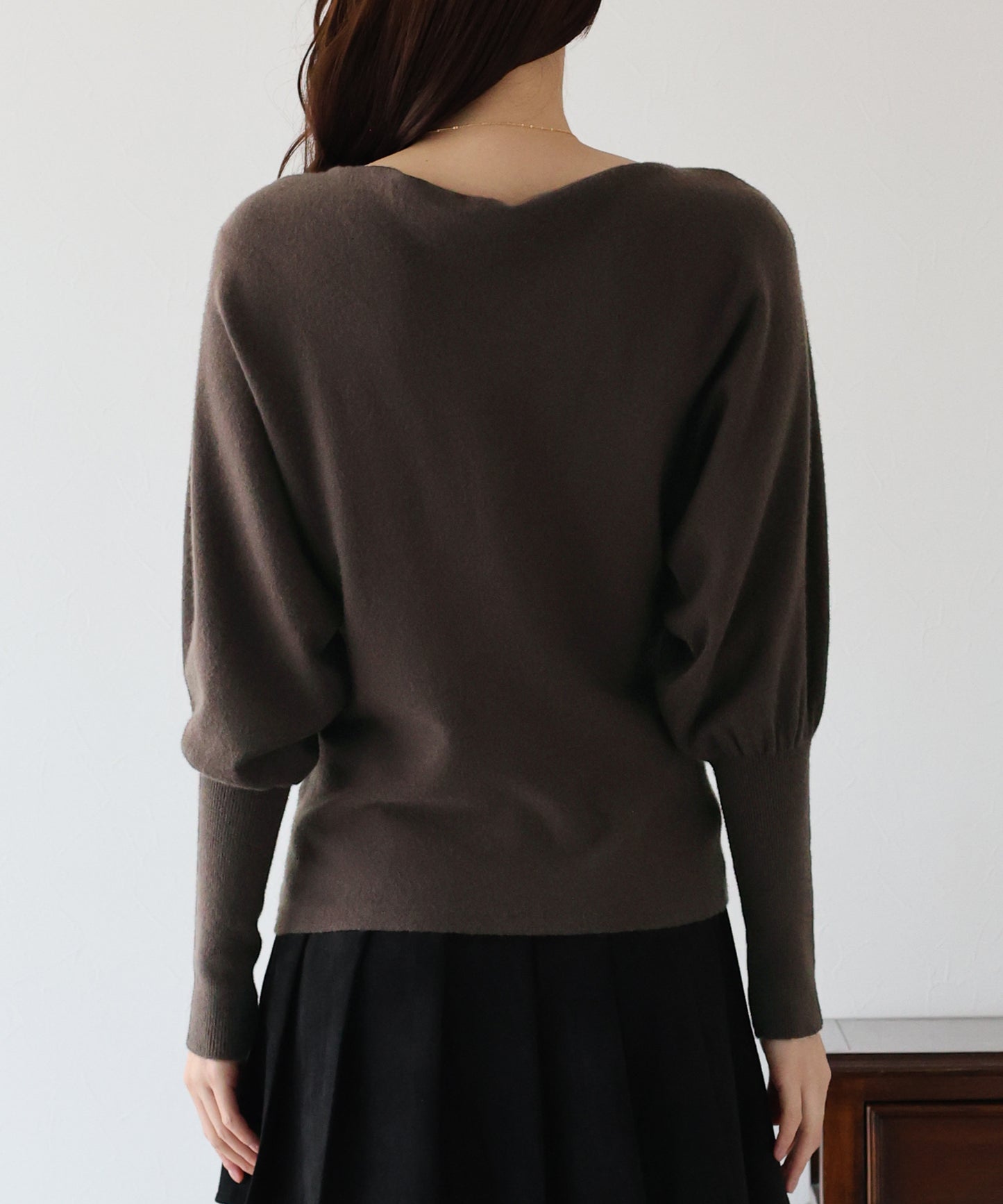 ウール混ボリュームスリーブドルマンニット