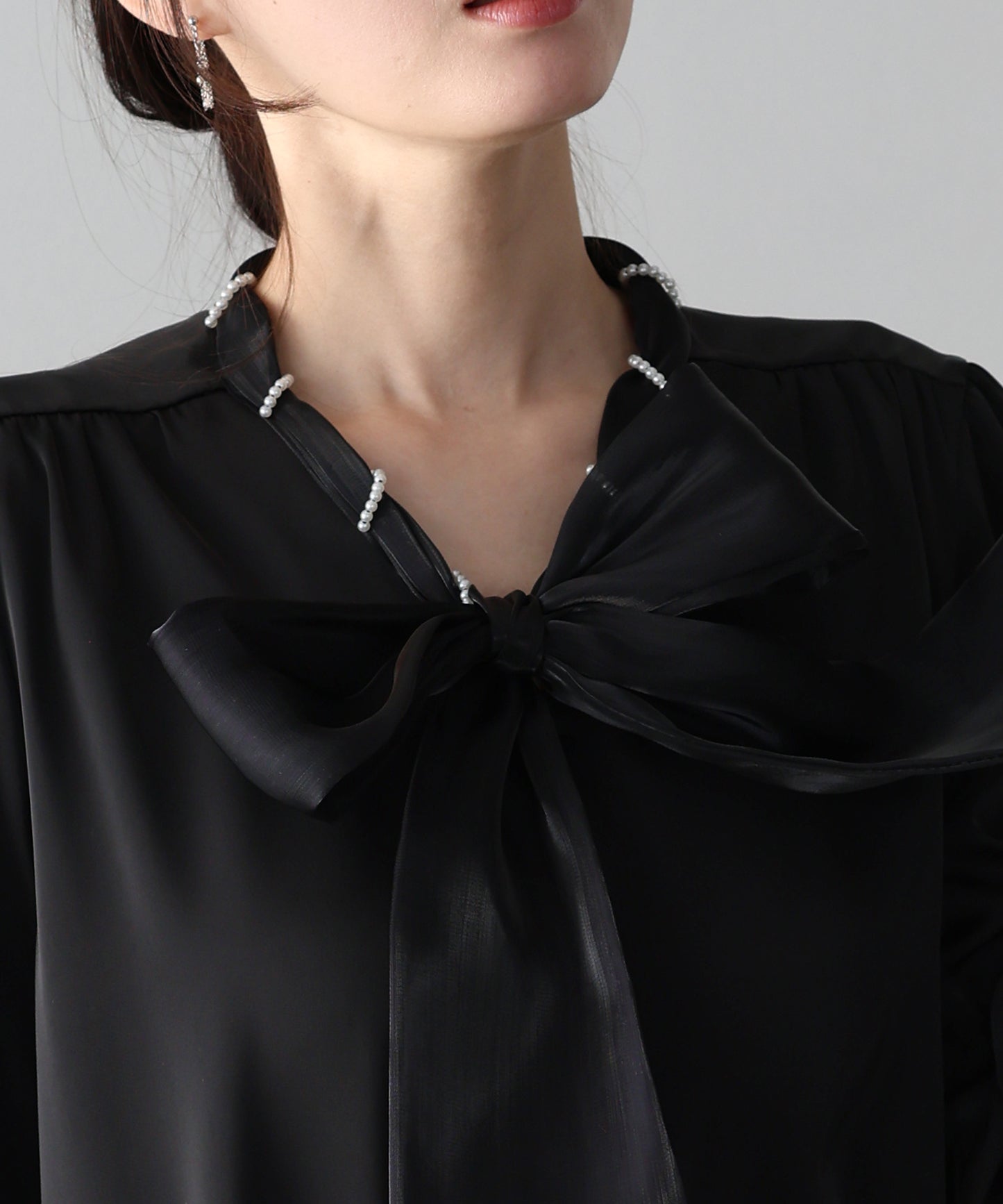 ミニパールボウタイブラウス【ネコポス】