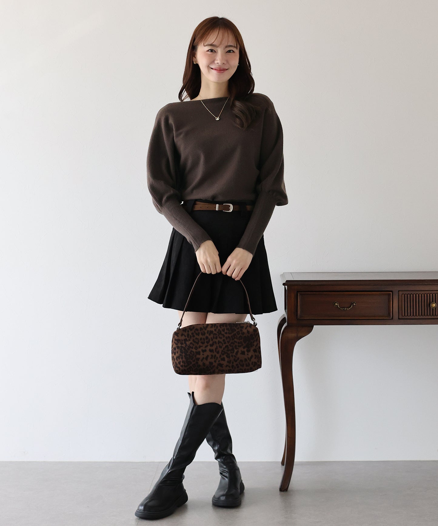 ウール混ボリュームスリーブドルマンニット