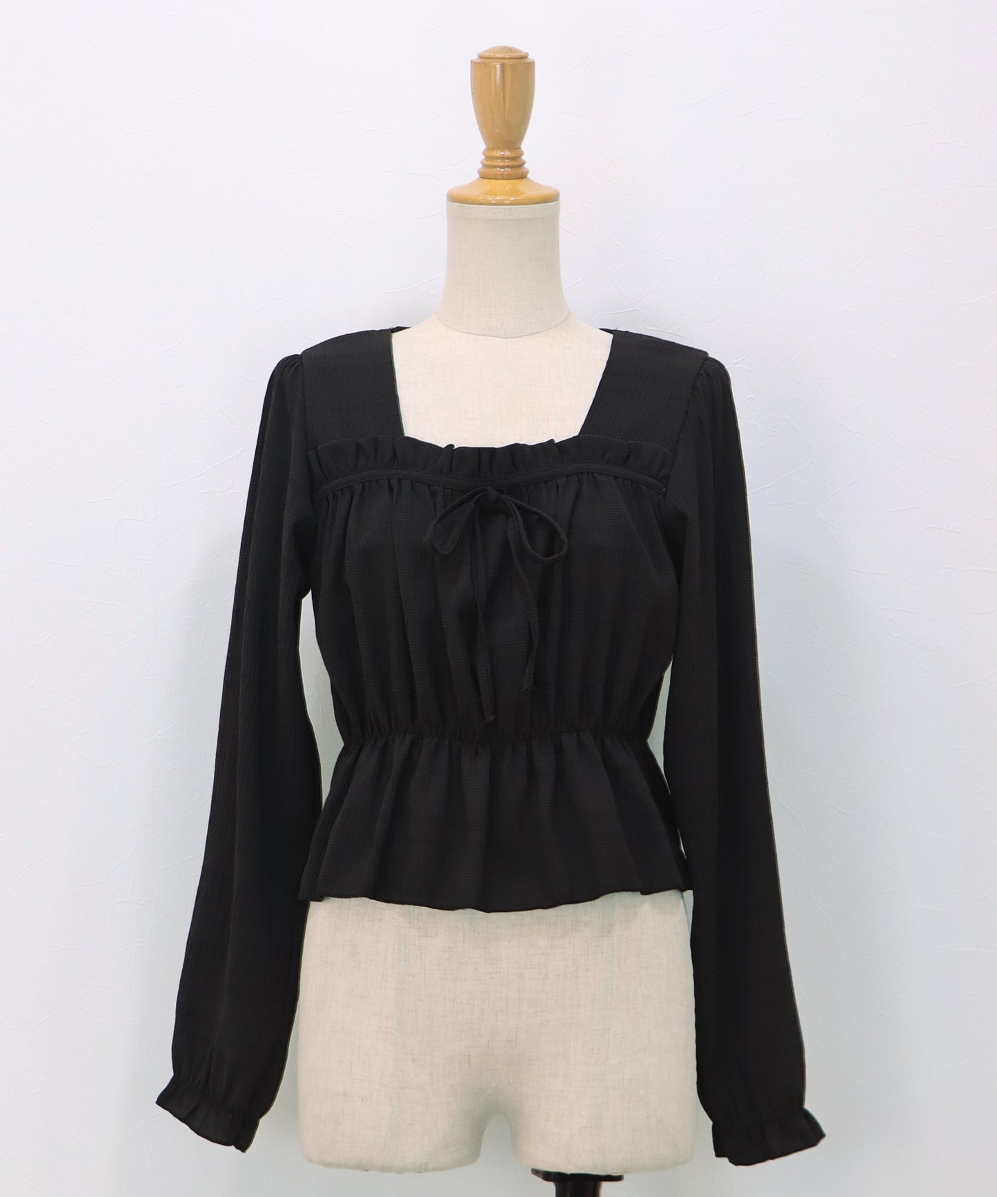 【早割5％OFF】スクエアネックギャザーブラウス【ネコポス】