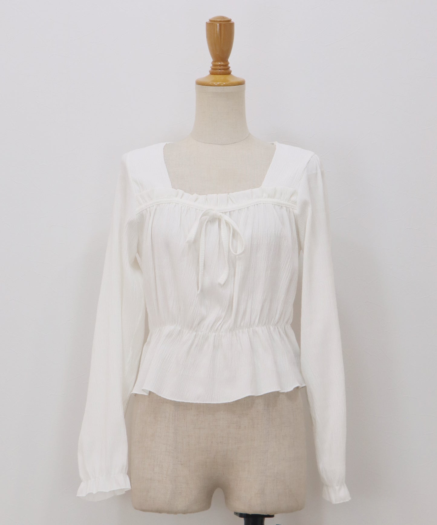 【早割5％OFF】スクエアネックギャザーブラウス【ネコポス】