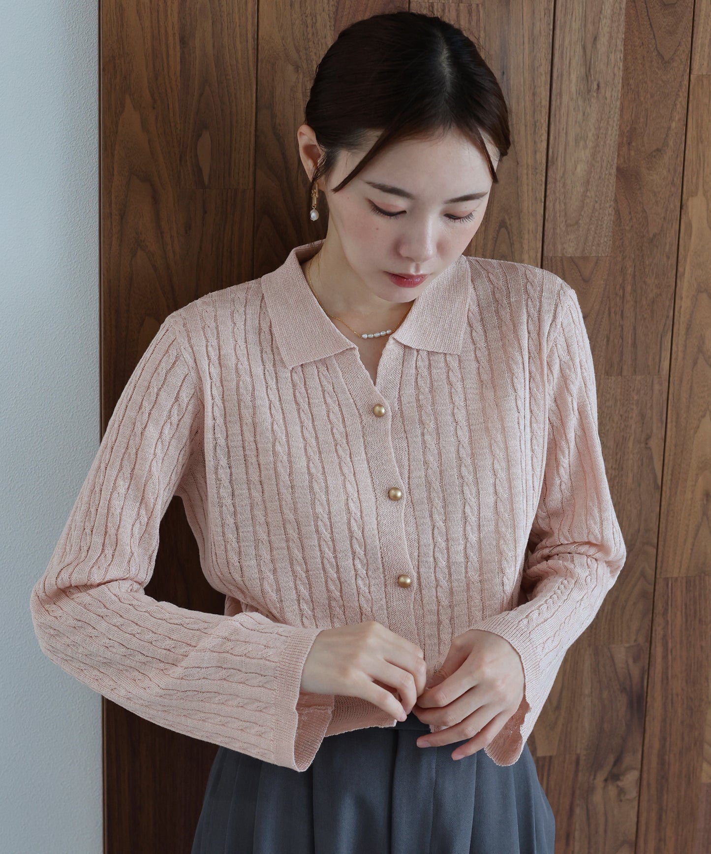 【早割5％OFF】シアーケーブルニットカーディガン