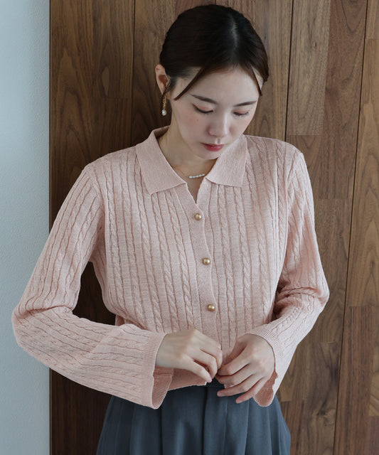 【早割5％OFF】シアーケーブルニットカーディガン