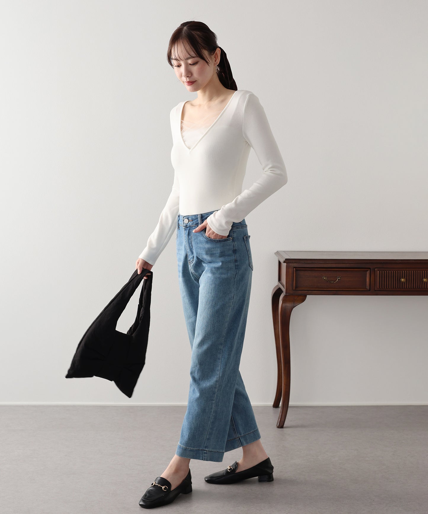 ハートエンボスデニムパンツ