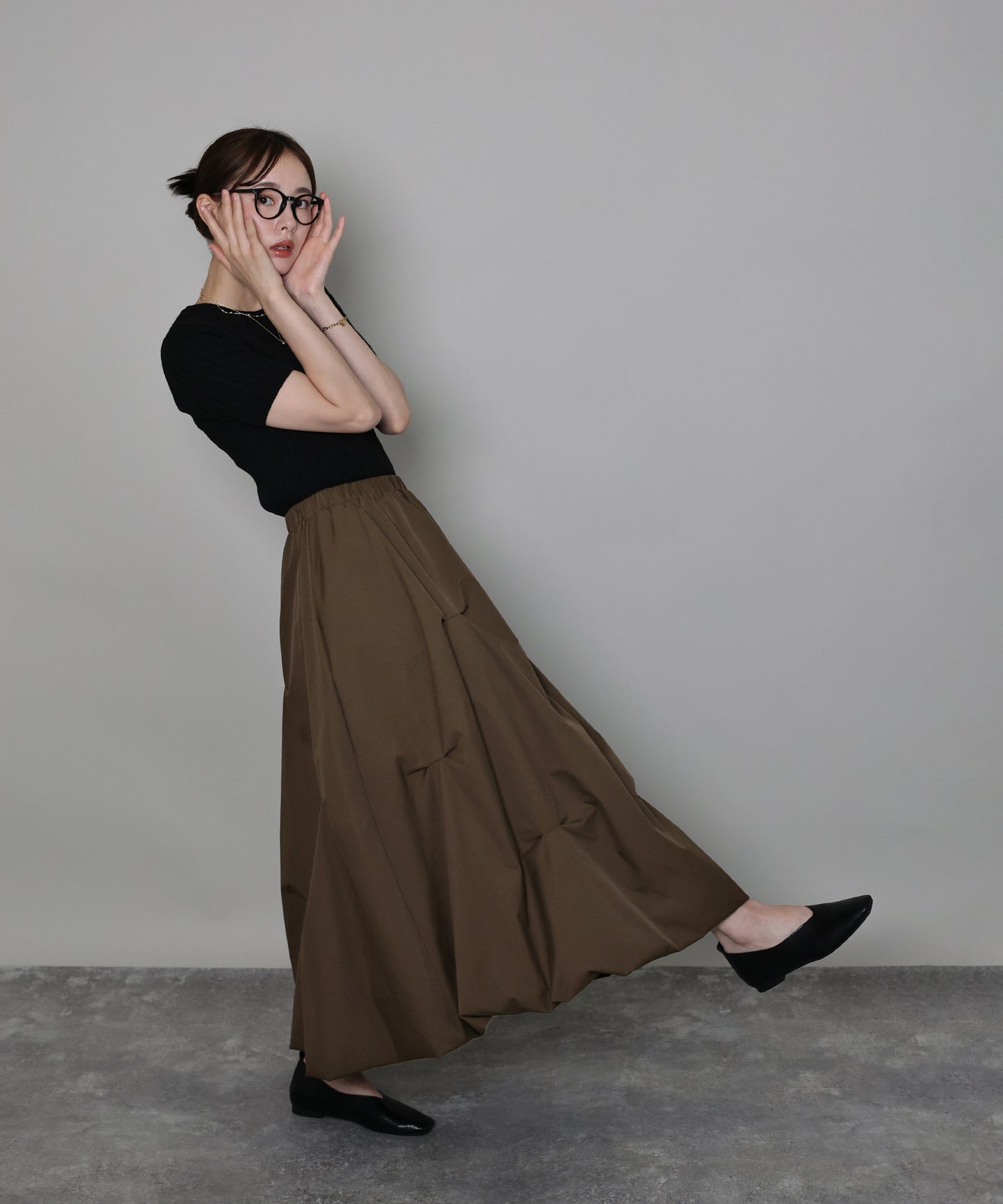 【早割5％OFF】ランダムタックバルーンスカート[J by blue]