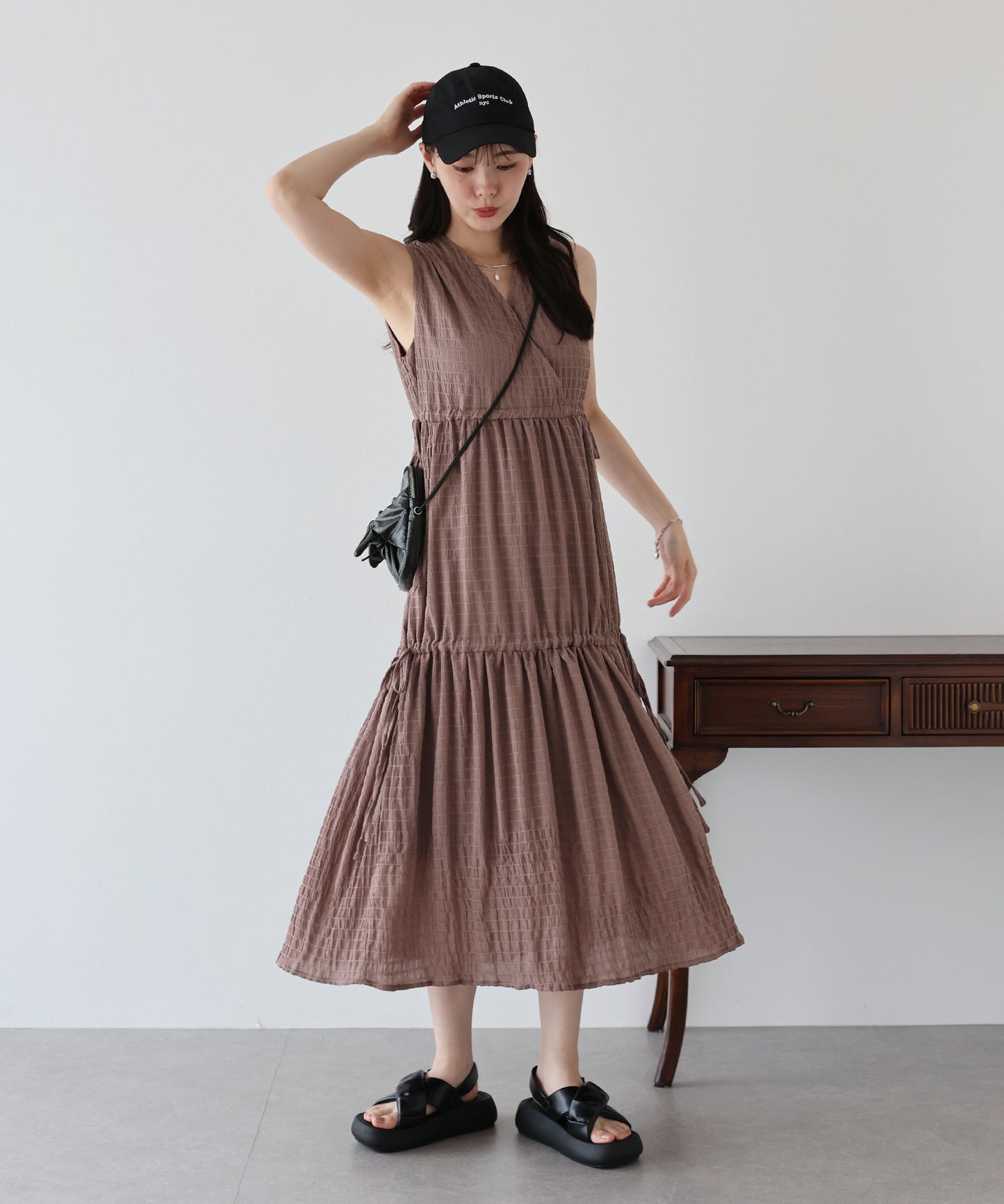 サイドリボンカシュクールティアードワンピース