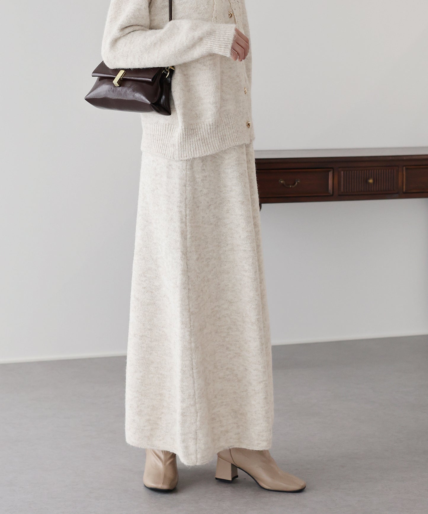 【早割5％OFF】リボンニット＆スカート セットアップ