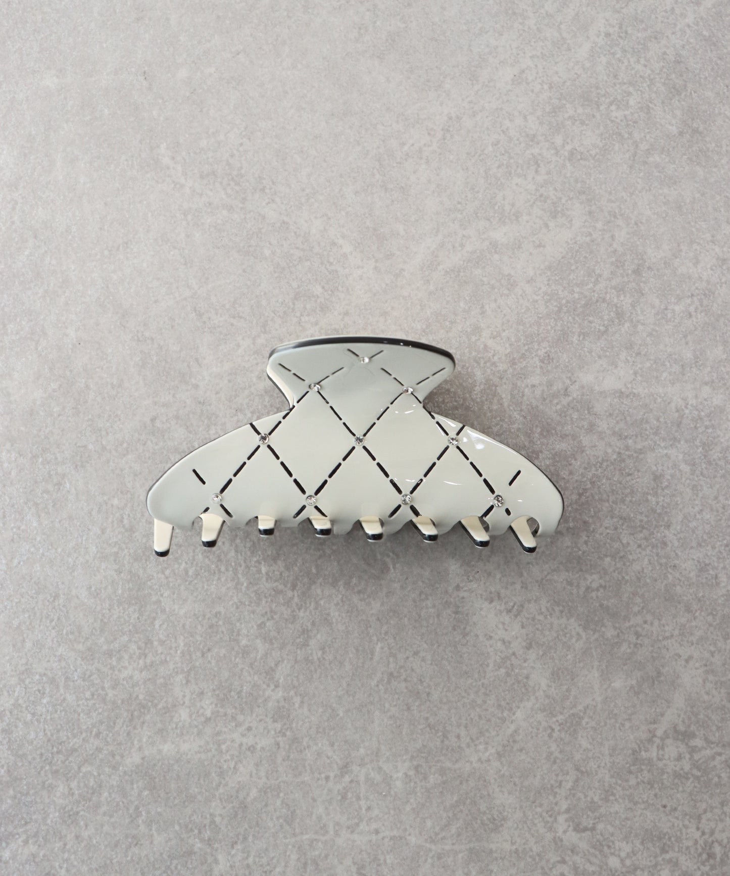 【早割5％OFF】ビジュー付きキルティングバンスクリップ