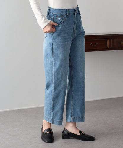 ハートエンボスデニムパンツ
