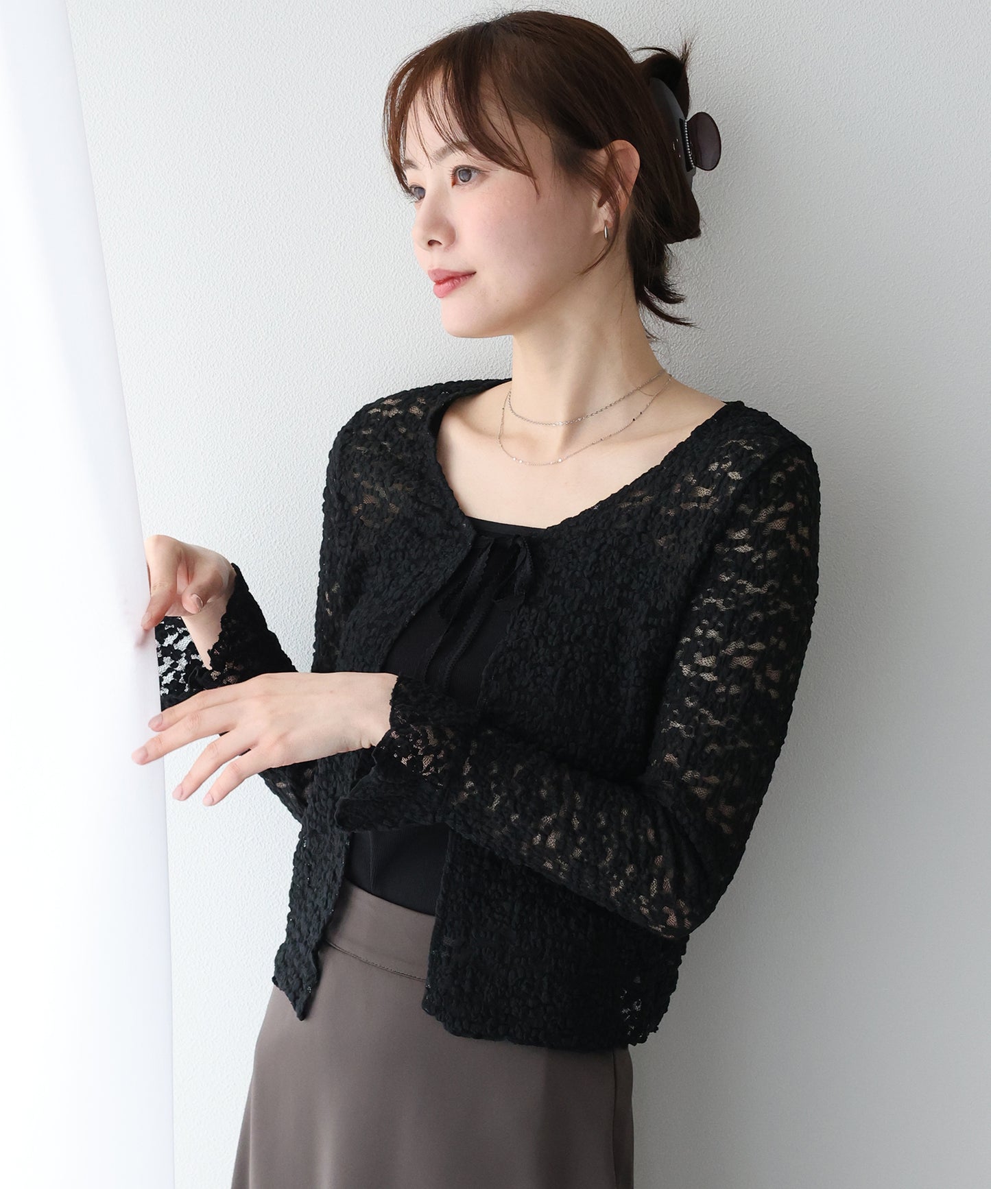 【早割5％OFF】シアーレースカーディガン【ネコポス】