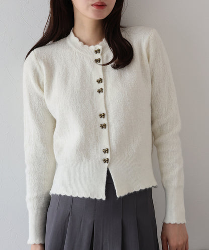 リボン釦カーディガン