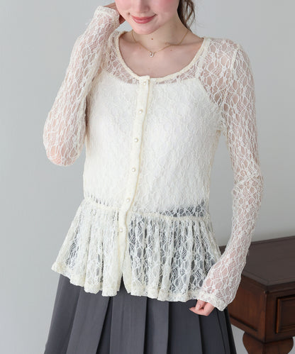 【早割5％OFF】レースペプラムカットソー【メール便】