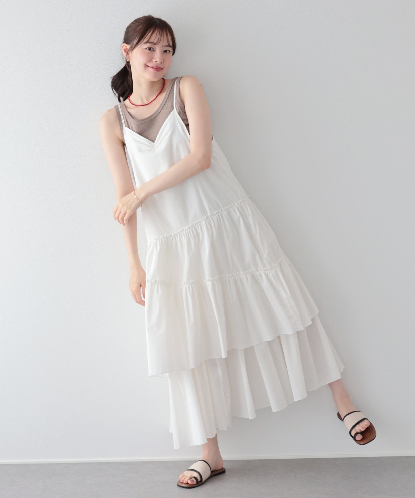 【早割5％OFF】ランダムティアードキャミワンピース
