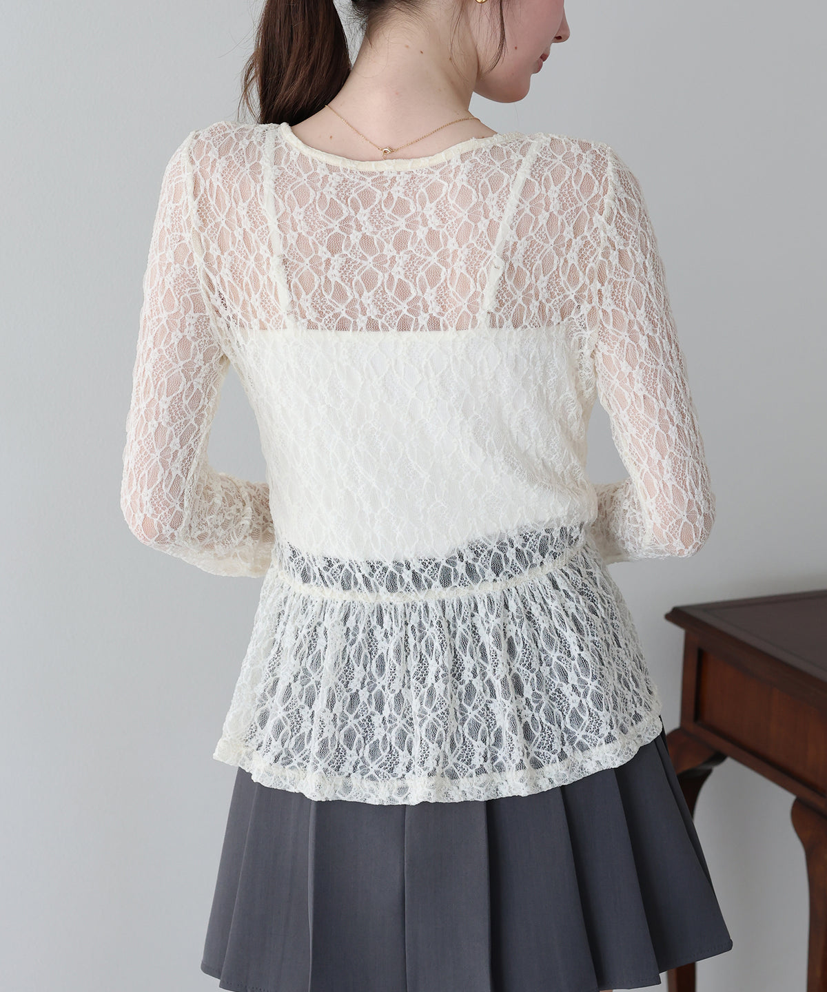 【早割5％OFF】レースペプラムカットソー【メール便】