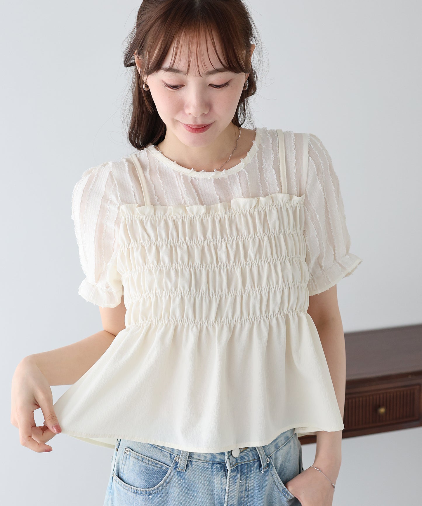 【早割5％OFF】ビスチェレイヤードブラウス【メール便】
