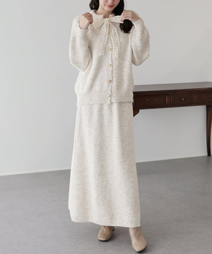 【早割5％OFF】リボンニット＆スカート セットアップ