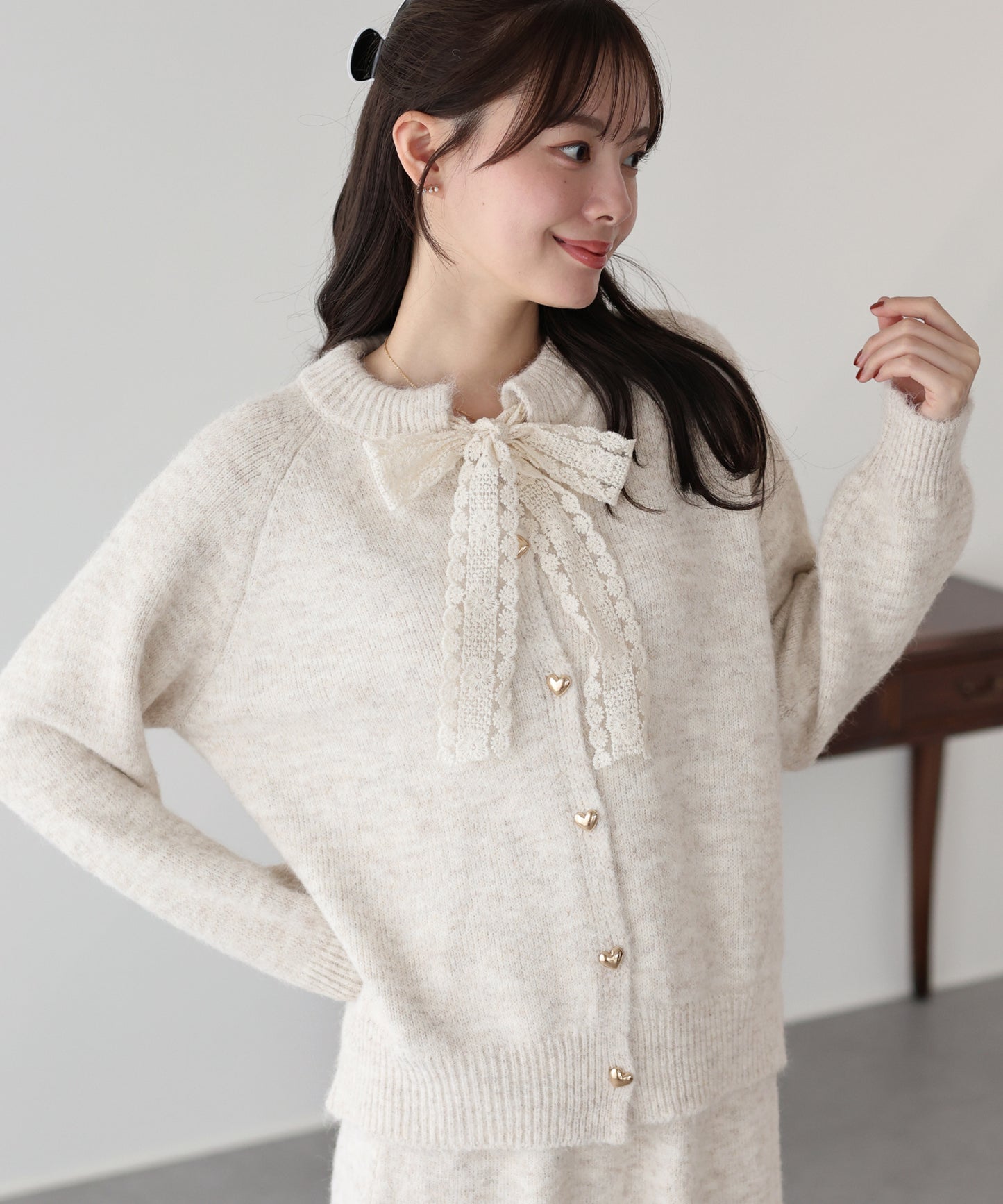 【早割5％OFF】リボンニット＆スカート セットアップ