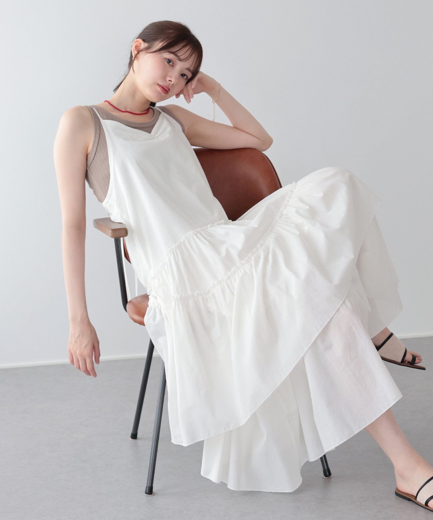 【早割5％OFF】ランダムティアードキャミワンピース