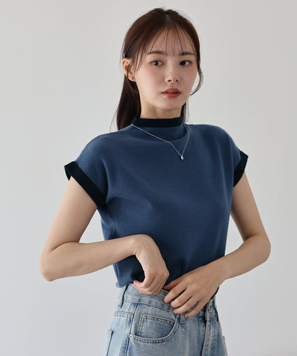 【SALE】バイカラーフレンチスリーブニット【ネコポス】