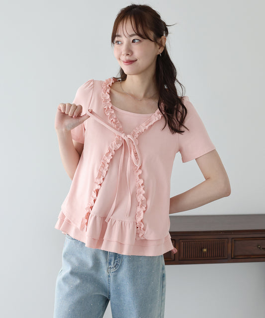 【早割5％OFF】フリルレイヤードカットソー【メール便】