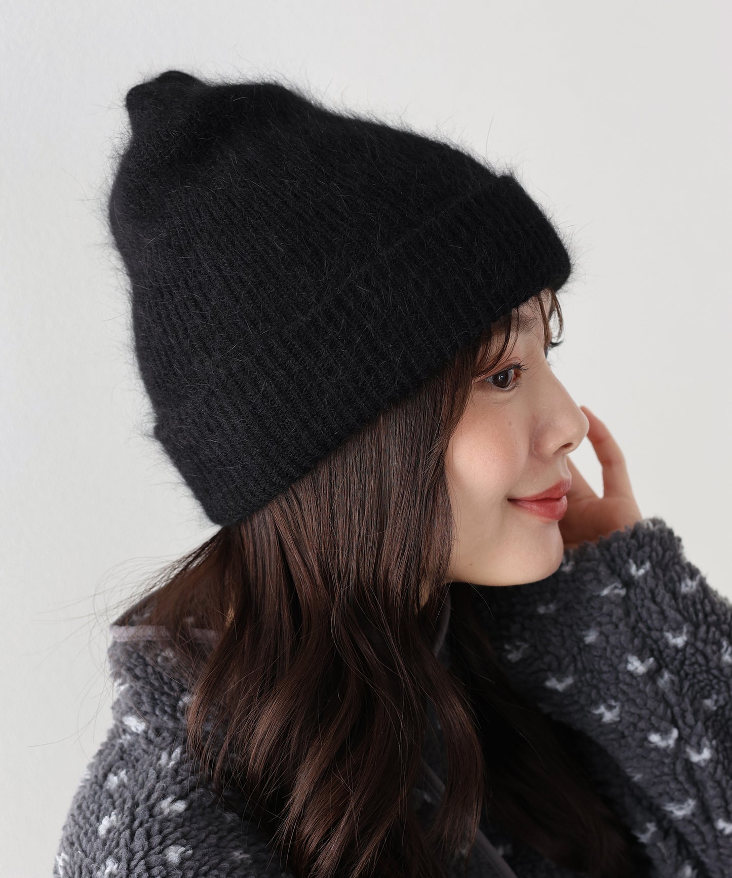 アンゴラニットビーニー 帽子【ネコポス】