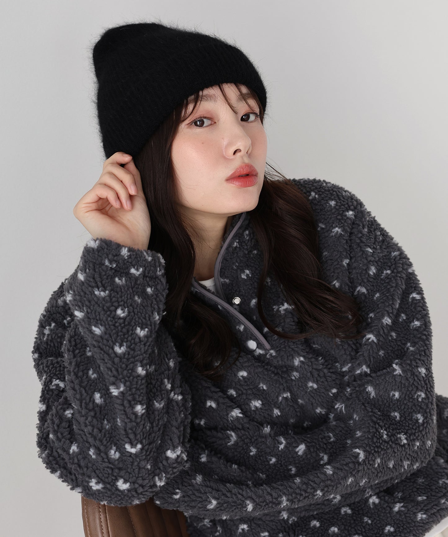 アンゴラニットビーニー 帽子【ネコポス】