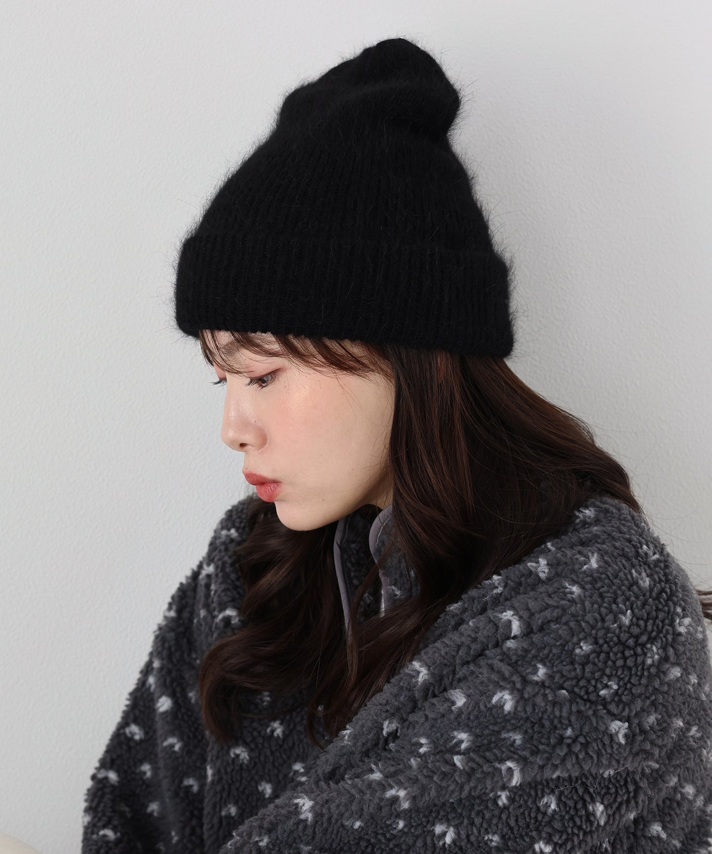 アンゴラニットビーニー 帽子【ネコポス】