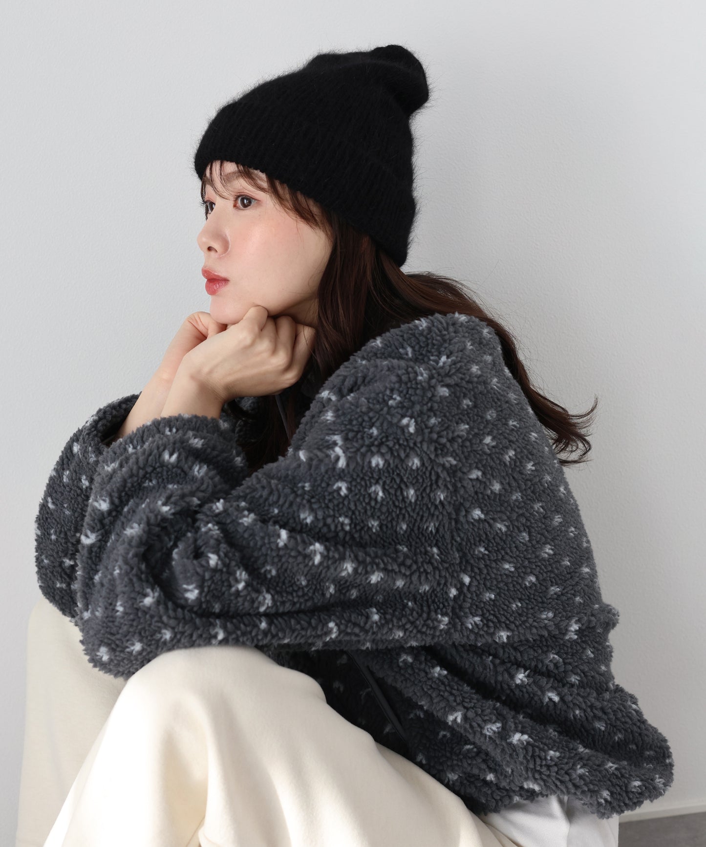 【早割5％OFF】ハート柄ボアハーフボタンプルオーバー