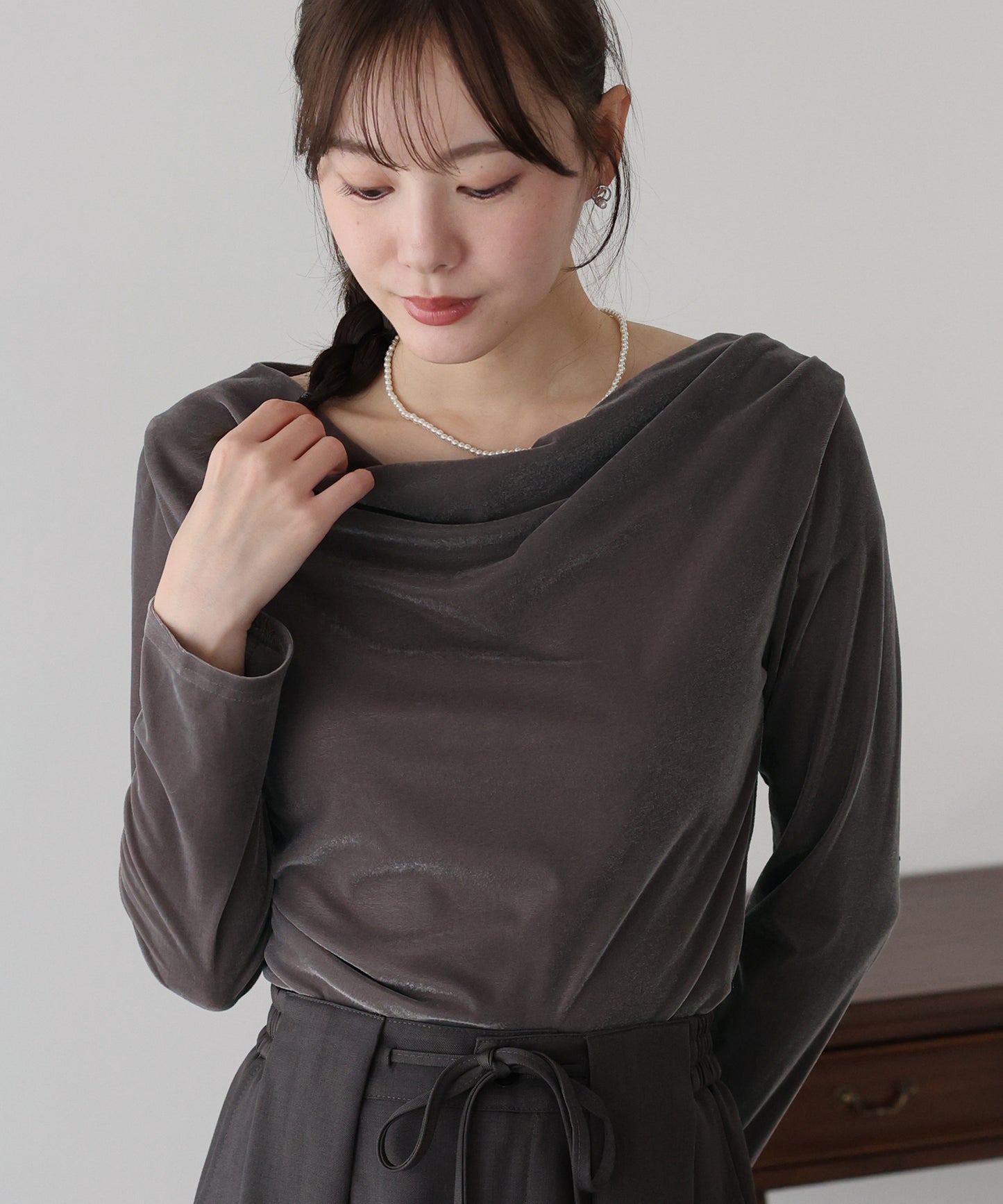 ベロアドレープネックトップス【ネコポス】