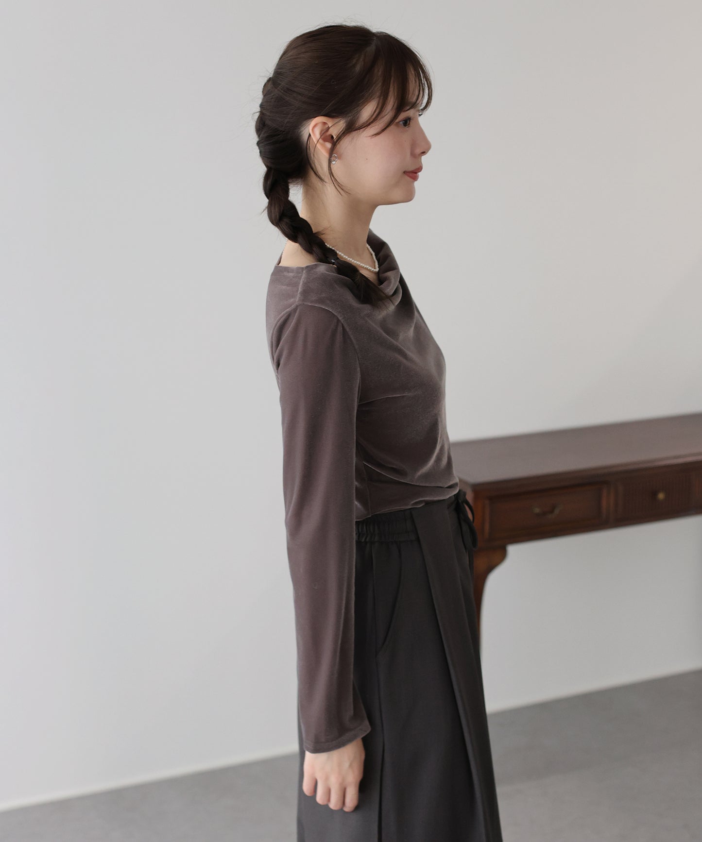 ベロアドレープネックトップス【ネコポス】