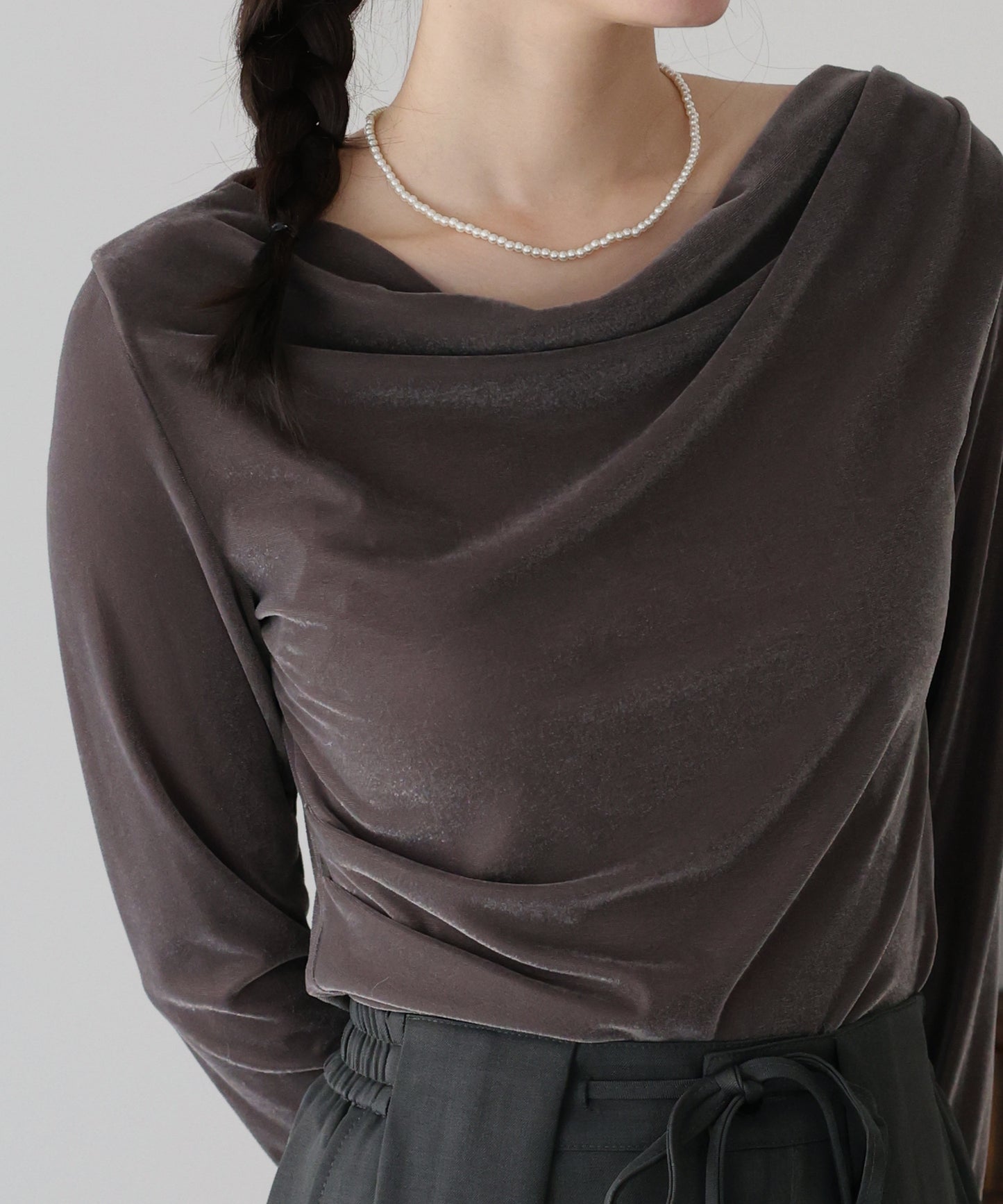 ベロアドレープネックトップス【ネコポス】