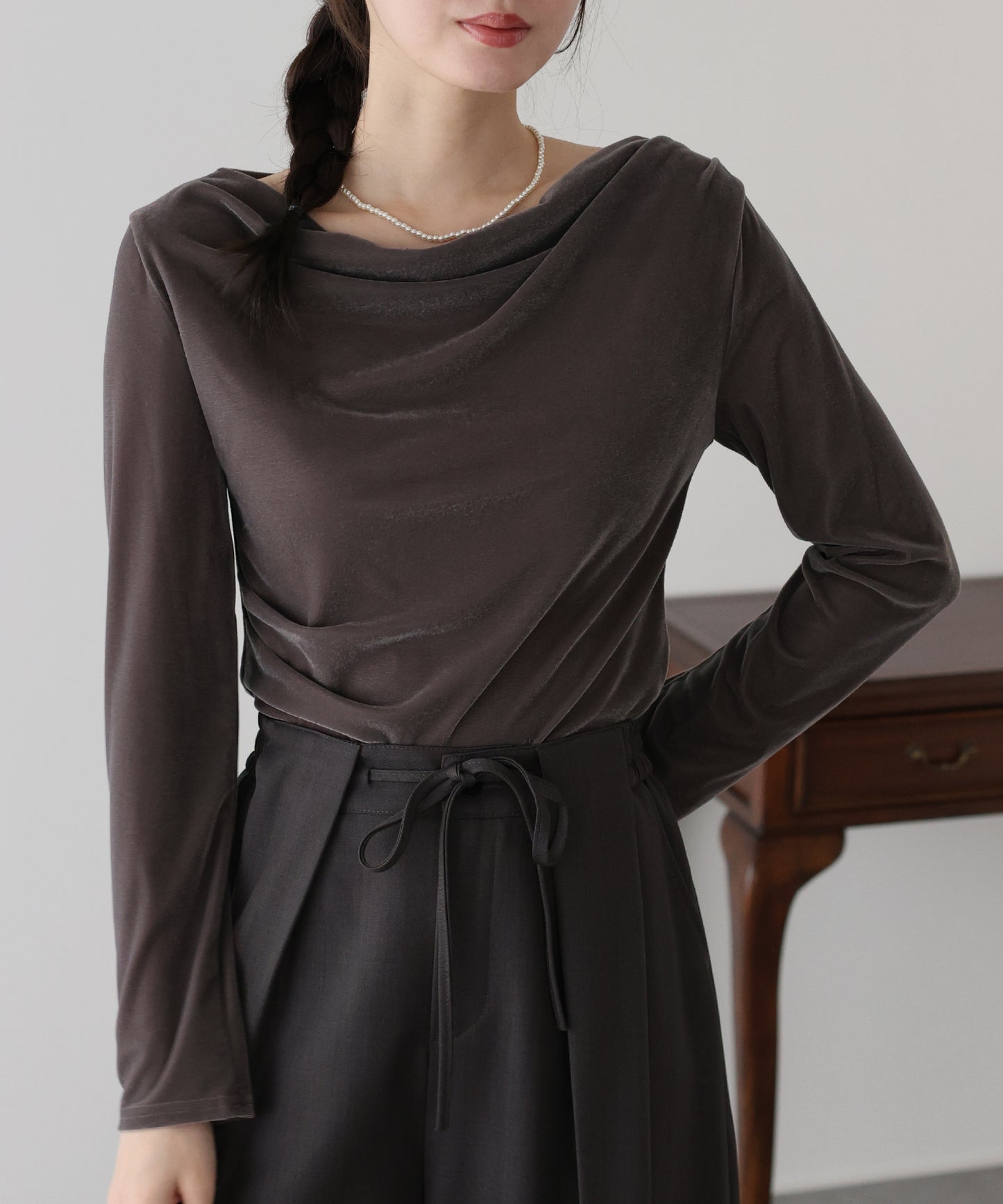 ベロアドレープネックトップス【ネコポス】