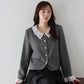 【早割5％OFF】《2サイズ展開/ 2WAY》ビジューレース付ノーカラージャケット
